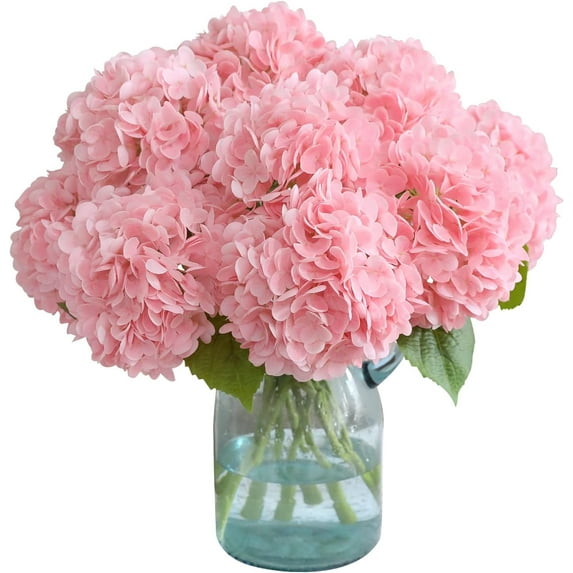 Orange Hydrangea Artificial Flowers Silk Flowers Fake Hydrangeas Real Touch Hydrangea Flowers for Wedding Party Office Home Decor (Orange)