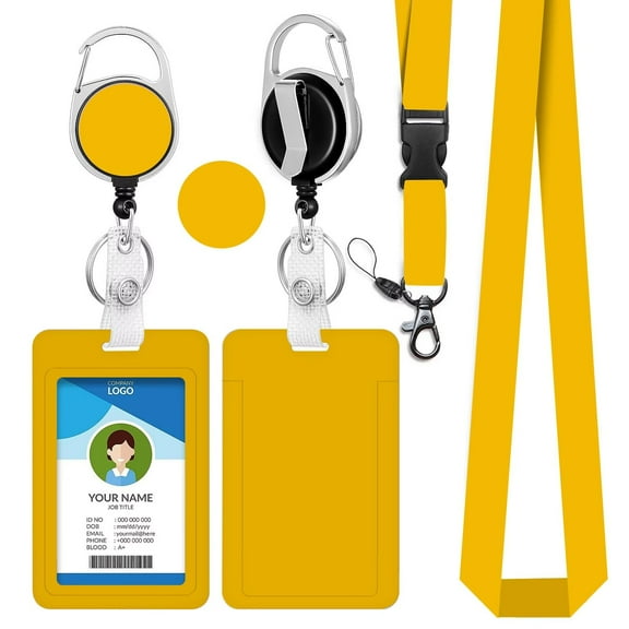 Orange ID Badge Holder with Breakaway Lanyard, Cute Teacher Breakaway Lanyard for Keys & Keychain with Retractable Badge Reel Holder,for Women Nurse Teacher Student