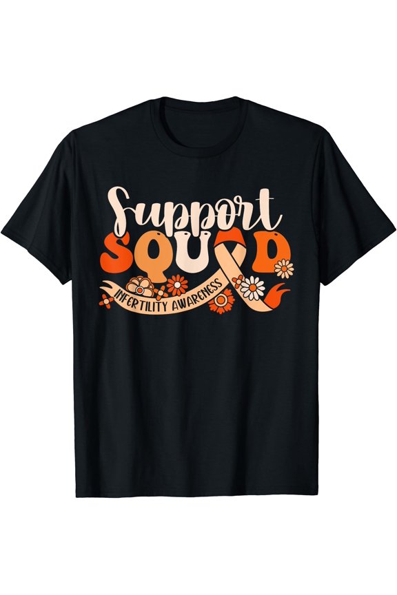 Orange Infertility Awareness Support Squad Partner Ivf Month T-Shirt , Vintage T-Shirt