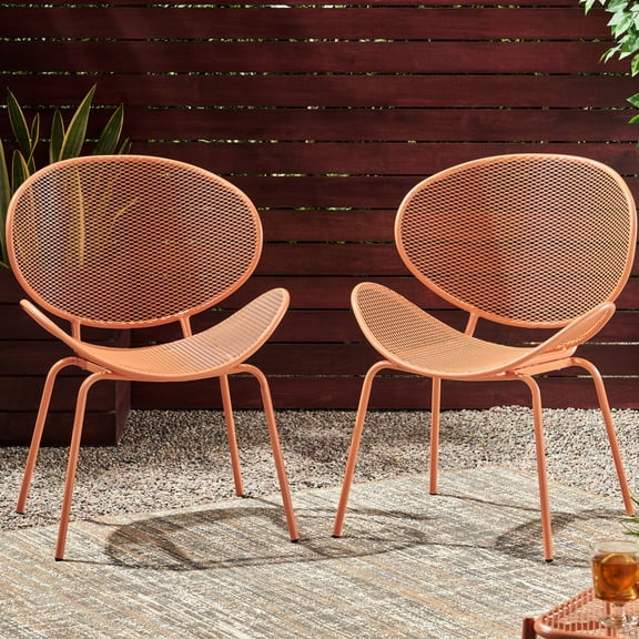 Orange Iron Chairs with Wing - like Silhouette and Stable Base / Attractive Seating for Living Room
