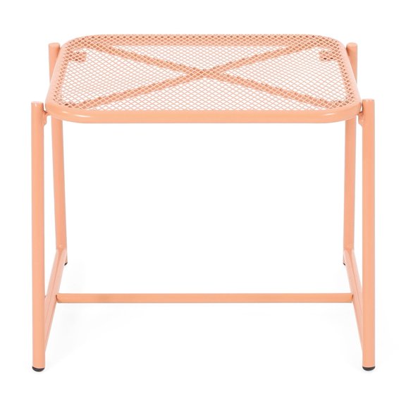 Orange Iron Table with Mesh Design / Enhances Outdoor Ambiance