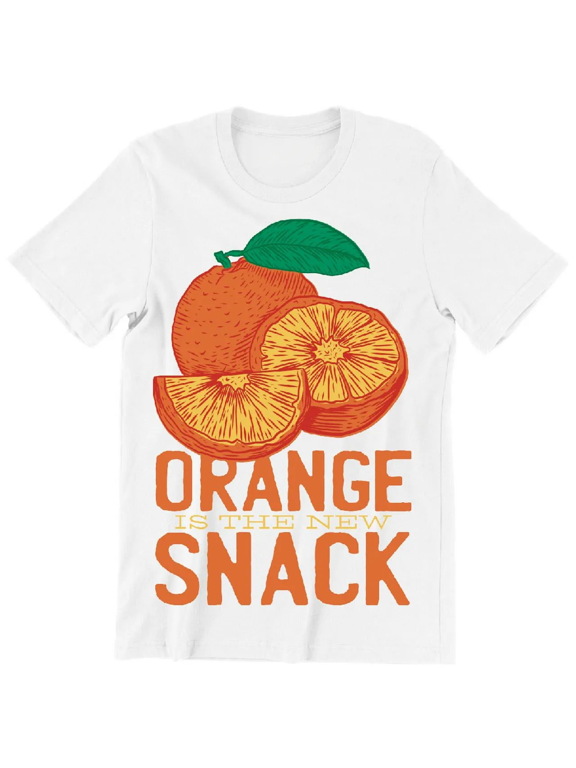 Orange Is The Snack Funny Fruit Pun Slogan Graphic Casual Men's Short Sleeve T-Shirt