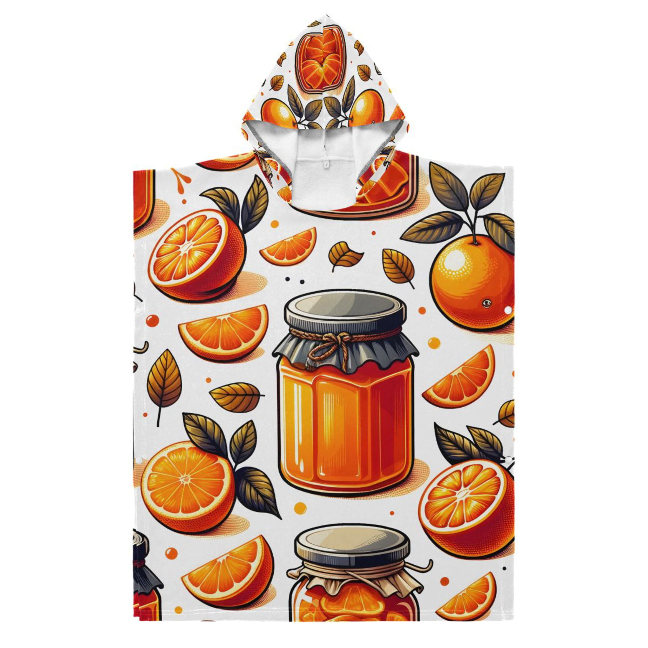 Orange Jam Jar Kid Hooded Beach Towel 35.4x27.5 inch Bath Poncho Towels Soft Absorbent Quick Dry