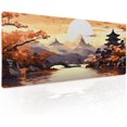 thumbnail image 1 of Orange Japanese Sakura Gaming Mouse Pad XL Yellow Cherry Blossom Mountain Aesthetic Large Desk Mat Big Mousepad Non-Slip Rubber Base Stitched Edge Long Desk Pad for Desktop Computer,31.5×11.8 in, 1 of 6