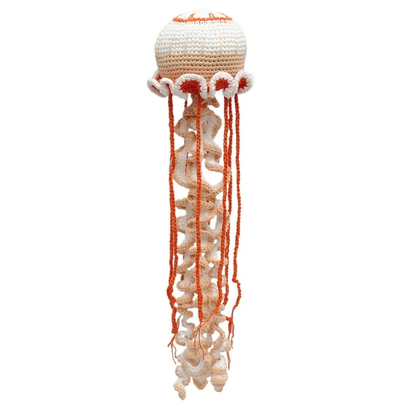 Orange Jellyfish Handmade Amigurumi Stuffed Toy Knit Crochet Doll VAC