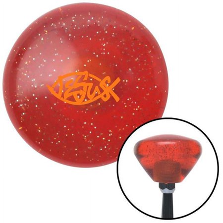 Orange Jesus Fish Orange Retro Metal Flake Shift Knob with M16 x 1.5 Insert Shifter