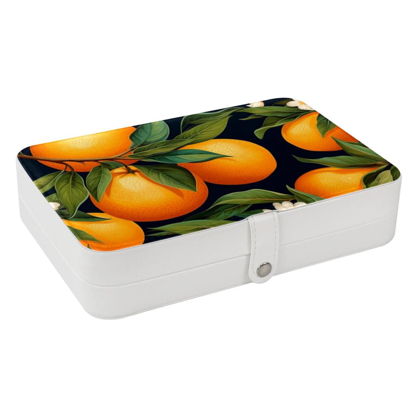 Orange Jewelry Box for Women Girl Wife, PU Leather Jewelry Organizer