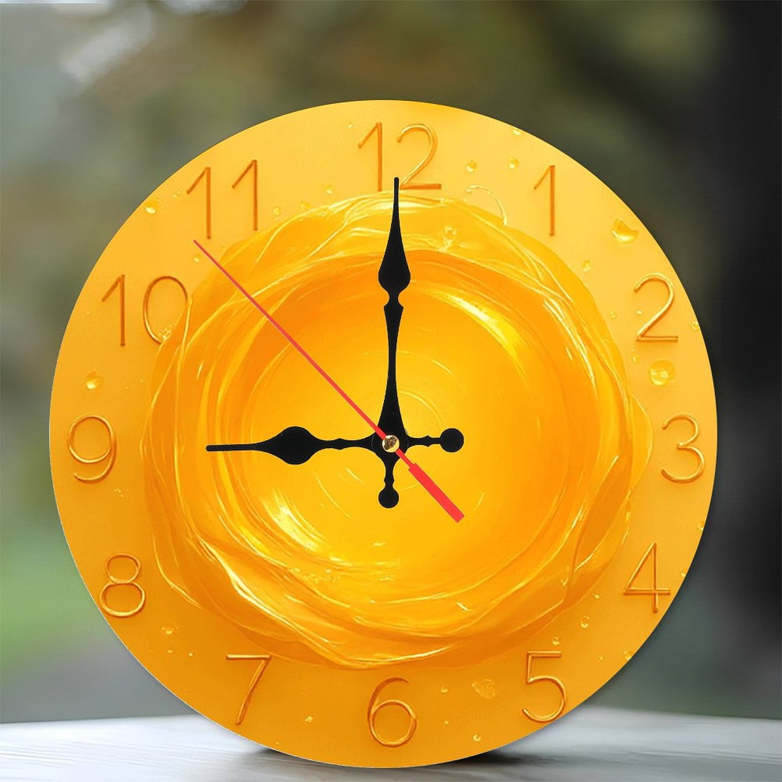 Orange Juice Liquid Clock Wall Decor 10-Inch Silent Wooden Wall Clock ...