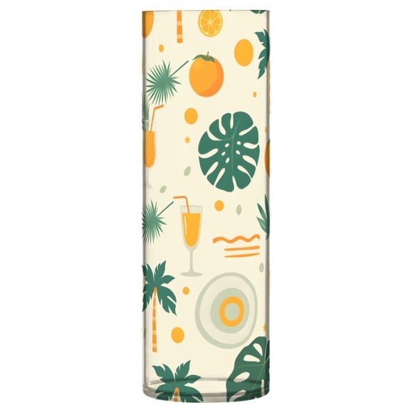 Orange Juice Palm Tree Pattern Vase Flower Vase Clear Unbreakable Plastic Tall Decorative 11.8in