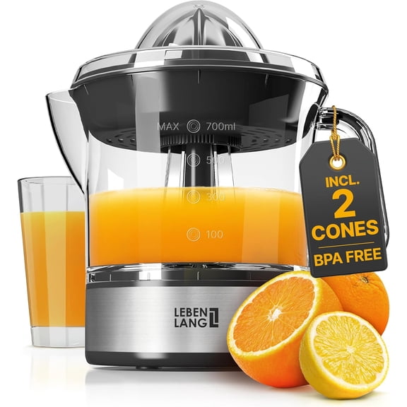Orange Juicer Electric - 2 cones & BPA-free I High juice yield & Large Volume I 24oz Lemon Juicer Squeezer I Electric Citrus Juicer Orange Juice Press Juicers Exprimidor De Naranjas Limones