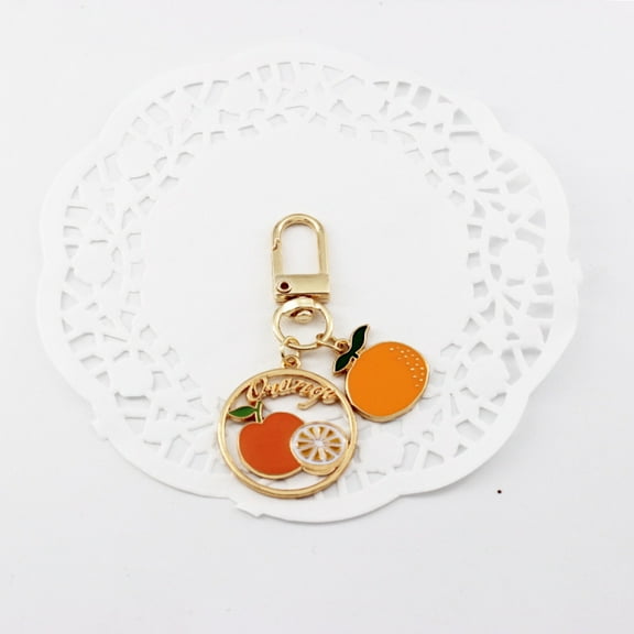 Orange  Keychain Key Ring Bag Hanging Ornament Pendant Fashion Keyring Charm