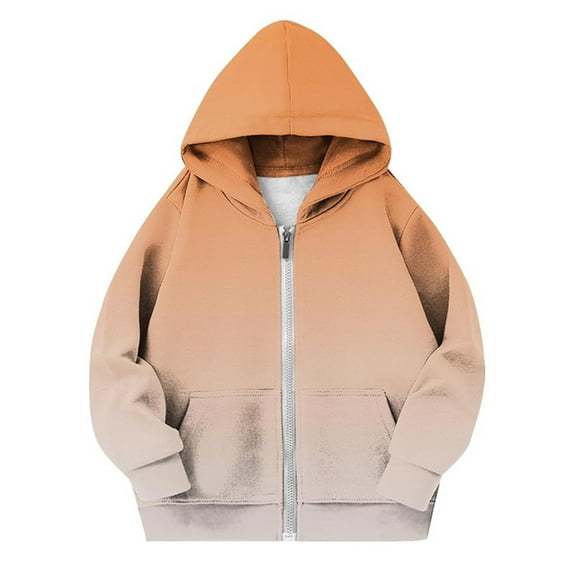 Orange Kids Girl Boy Fleece Lined Wool Lounge Jackets Hoods Outfits Sweatshirt for Kid Long Sleeve Gradient Kawaii Warm Thick Fuzzy Hooded Fall Winter 2026 11 Year