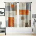 thumbnail image 1 of Orange Kitchen Curtains 63 Inch Length Abstract Window Curtains Over Sink Set of 2, Brown Beige Contemporary Curtain for Bedroom Living Room, Modern Kitchen Decor 42x63 Inch, 1 of 6