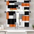thumbnail image 1 of Orange Kitchen Curtains Black Grey Window Curtains Valance and Tier Set of 3, White Modern Rod Pocket Short Tier Curtain, Abstract Art Small Cafe Curtains for Kitchen Decor 52" x 24", 1 of 6