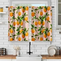 Orange Kitchen Curtains Set for Windows: Natural Fruit Short Cafe Curtain Unique Tomato Decor for Dining Room Tier Curtains Art Printed Rod Pocket Window Drapes 36 Inch Length 2 Panels Set