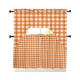 thumbnail image 1 of Orange Kitchen Curtains Sets 36 Inch Length with Valance, Country French Rustic Buffalo Plaid Modern Art Swag Valances and Tiers Curtain Set Drapes Swag Curtains for Living Room, Bathroom, Bedroom, 1 of 6