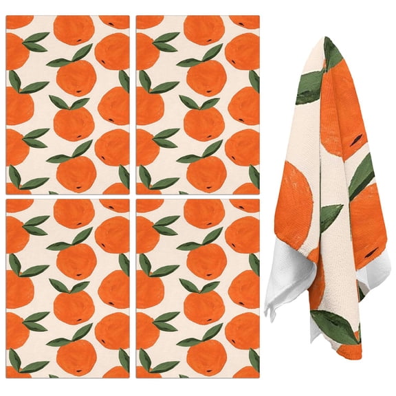 Orange Kitchen Towels Set of 2,Ultra Absorbent & Fast Drying Farmhouse Dish Towels 18x26 Inch,Decorative Hand Towels for Kitchen,Bathroom,Cooking,Baking,Housewarming Gift.