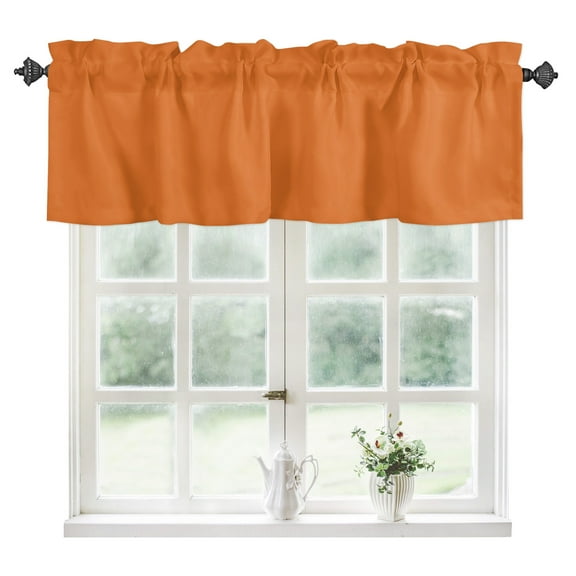 Orange Kitchen Valances for Windows 42x18 Inch Kitchen Curtains Valances Rod Pocket Pure Orange Bathroom Window Valances for Window Treatment Decor