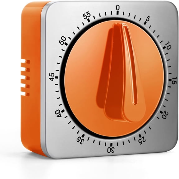 Orange Kitchen s for Cooking, Chef Cooking Clock with Loud Alarm,100% Mechanical Desk - No Batteries Required - Magnetic Backing, Exquisite Stainless Steel Body - Countdown Reminder