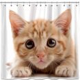 Orange Kitten Shower Curtain Cute Cat Face Design White Background