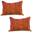 thumbnail image 1 of Orange Knitted Quilt Pillowcover Set of 2, Wooden Rustic Texture Image with Natural Patterns Oak Timber Tree Floor Print, Standard Queen Pillow Sham Bedroom, 30" x 20", Orange Marigold, by Ambesonne, 1 of 1