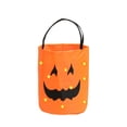 thumbnail image 1 of Orange LED Halloween Candy Bag, Light Up Reusable Polyester Bucket, Large Capacity Trick Or Treat Tote Bag, Kids Halloween Party Favor Decoration, 1 of 6