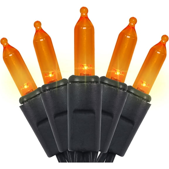 Orange LED Halloween Lights - 35 Count Orange Christmas String Lights for Small Tree, Crafts, Holiday, Indoor/Outdoor Halloween Decorations, 11 Feet Black Wire, UL Certified, Connectable