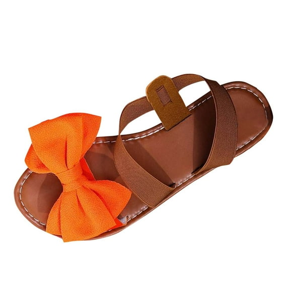 Orange Ladies Casual Sandals With Feminine Details And Lightweight Construction