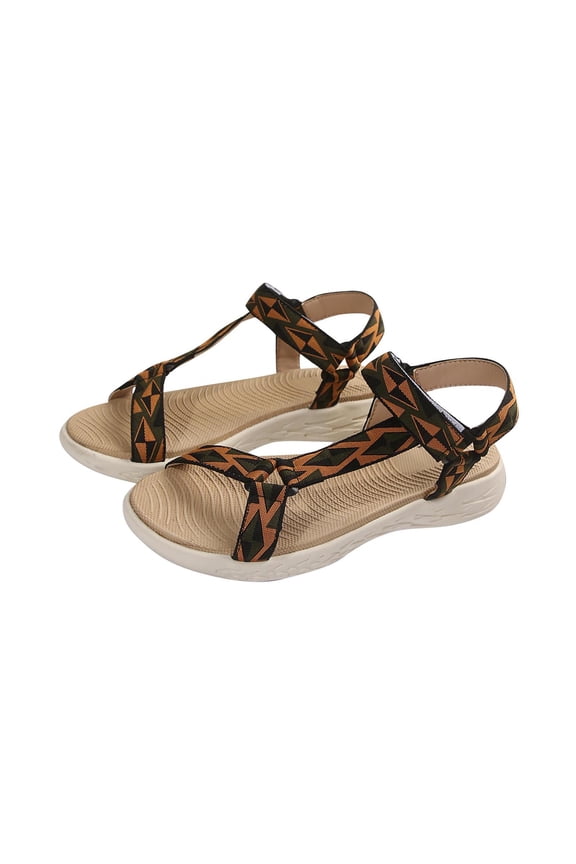 Orange Ladies Roman Sandals With Comfortable Fit For Daily Use Chunky Heel And Secure Closure For Walking And Fun