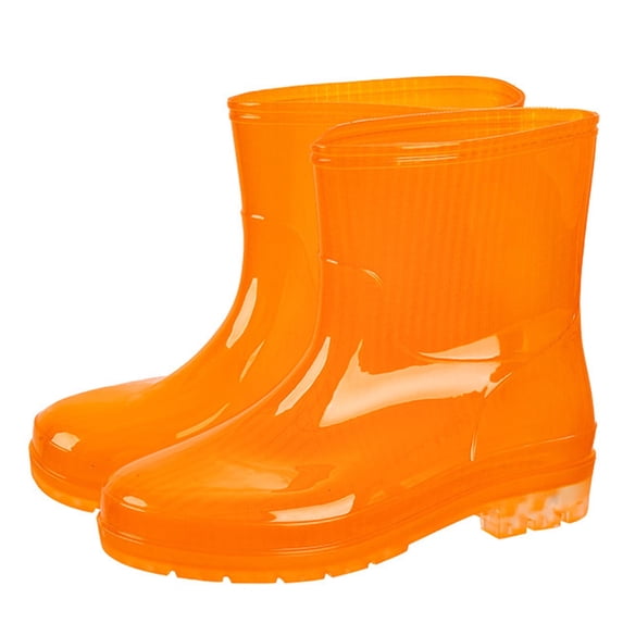 Orange Ladies Waterproof Boots With Non-Skid Design For Outdoor Use Comfortable For Long Wear
