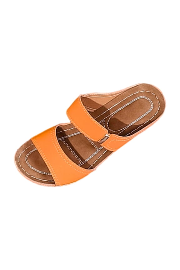 Orange Ladies Wedge Heel Sandals With Peep Toe And Open Toe For Spring And Summer Casual Comfortable Beach Slippers Thick Sole Size 36