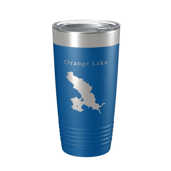 Orange Lake Map Tumbler Travel Mug Insulated Laser Engraved Coffee Cup Florida 20 oz Royal Blue