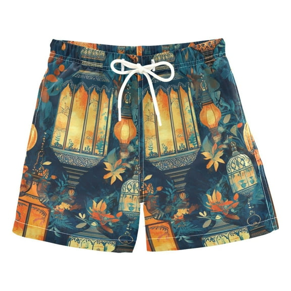 Orange Lanterns Boys Swim Trunks Quick Dry Boy Swim Shorts for 3-14 Years