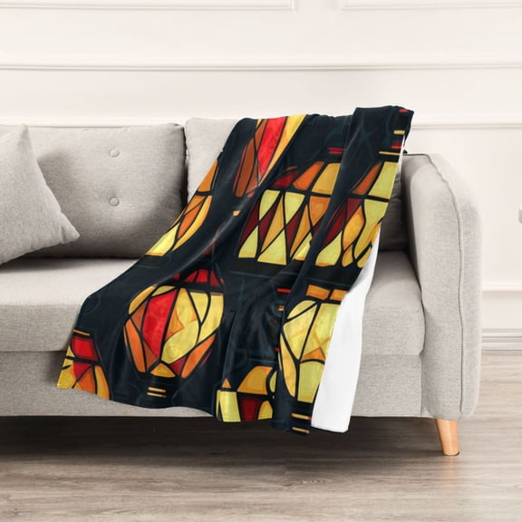 Orange Lanterns Throw Blanket 60" x 90" Soft and Warm Blankets for Couch Sofa and Bed