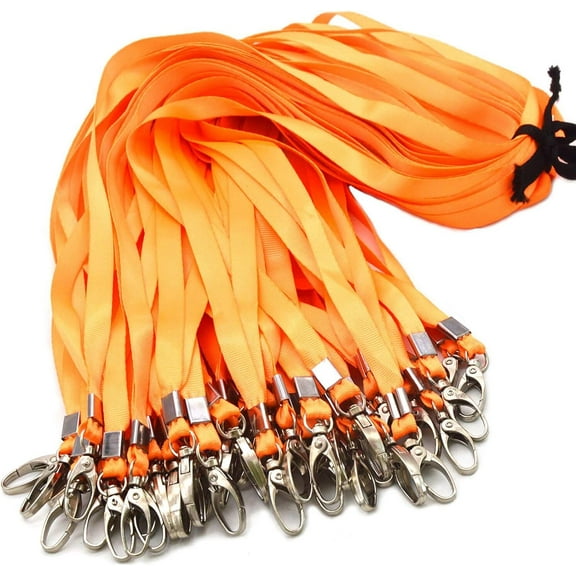 Orange Lanyards Bulk Lanyards for Id Badges 50 Pack Each 17.7-Inch Lanyard Clip Woven Badge Lanyard with Clip Swivel Hooks (Orange, 50)