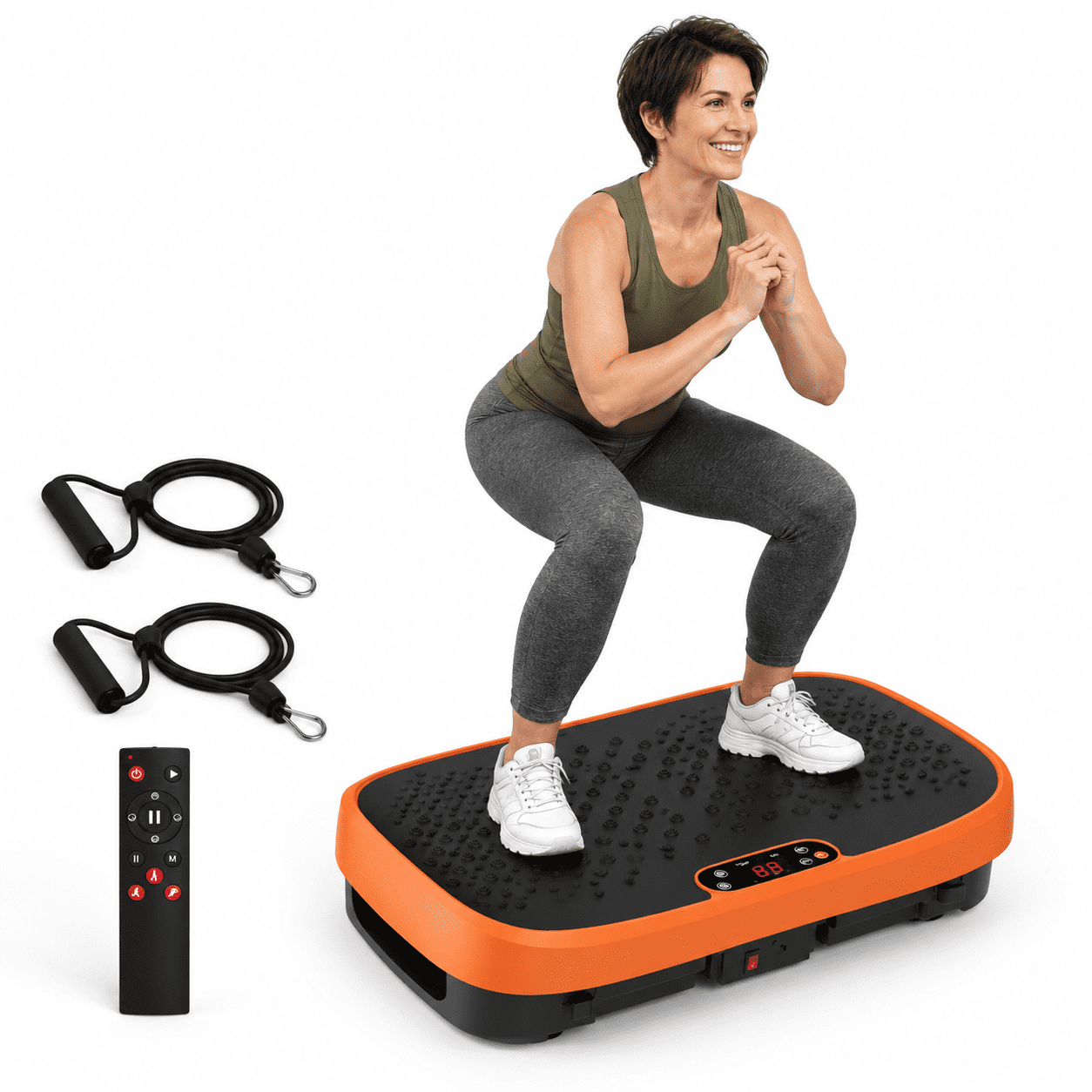 Orange Large Vibrating Platform Exercise Machine with Resistance Bands ...