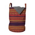 thumbnail image 1 of Orange Laundry Bag, Abstract Hand Drawn Ethno Pattern Tribal Borders Doodle Style, Hamper Basket with Handles Drawstring Closure for Laundromats, 13" x 19", Orange Red Plum, by Ambesonne, 1 of 4