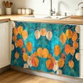 thumbnail image 1 of Orange Leaf Cabinet Curtain 32"Wx55"L, Dustproof Pantry Door Curtain with Self Adhesive Tape, Abstract Oil Painting Branch Turquoise Tall Storage Cover Privacy Drape for Bathroom Kitchen Laundry Room, 1 of 9