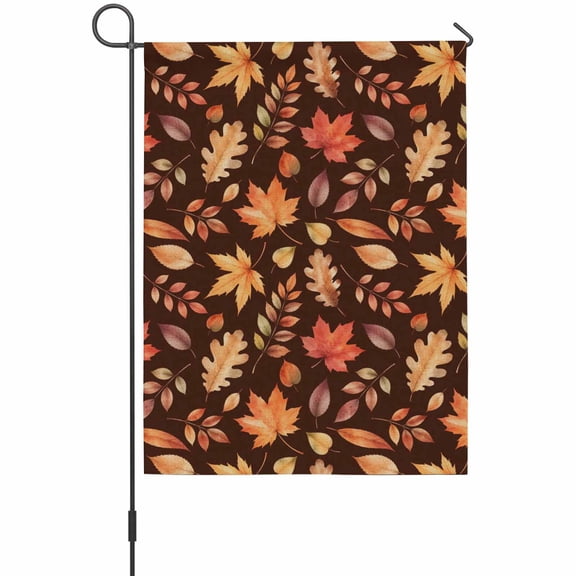 Orange Leaf House Flag 28 x 40 Inches, Fall Maple Leaves Vintage Retro Farm Brown Backdop Weather Proof Outdoor Patio Flags Double Sided Small House Decoration for Yard Lawn Outside Home