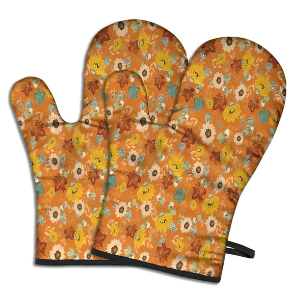 Orange Leaf Sunflower Pattern Shower Curtain OneSize ,Bathroom Decorative Shower Curtains Set with 12 Hooks,Modern Waterproof Washable Shower Curtain
