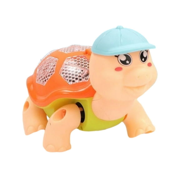 Orange Leash Walking Turtle Toy For Kids 1-3 Light Up With Music And Singing Pull Along Pet For Toddlers