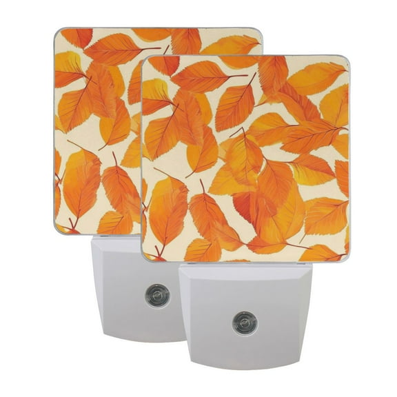 Orange Leaves Autumn Warmth LED Night Light with Smart Sensor Plug Into Wall Dusk to Dawn 2 packs