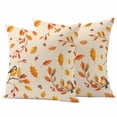 thumbnail image 1 of Orange Leaves Fall Outdoor Waterproof Pillow Covers, Birds Branches Pine Cones Decorative Square Throw Pillowcase Sofa Cushion Sham for Patio/Couch/Chair, 24"x24" 2 Pack, 1 of 8