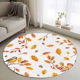 thumbnail image 1 of Orange Leaves Fall Round Area Rug 3Ft Washable Small Circle Rugs for Kitchen Entryway, Branches Birds Pine Cones Non-Slip Carpet Floor Mats Indoor Outdoor Carpet Runner Aesthetic Home Decor, 1 of 8