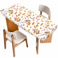 thumbnail image 1 of Orange Leaves Fall Table Cloths for 8 Foot Rectangle Tables, Branches Birds Pine Cones Patio Waterproof Elastic Fitted Tablecloths, Washable Rectangular Table Cover for Camping, 1 of 8