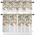 thumbnail image 1 of Orange Leaves Kitchen Curtains and Valances Set, Rod Pocket Curtains Tier Farmhouse Window Curtains 36 Inch Length, Fall Green Botanical Eucalyptus Leaf Plants 3 Piece Kitchen Curtains Set, 1 of 6