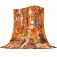 thumbnail image 1 of Orange Leaves and Squirrel Flannel Blanket for Bed,Travel and Camping, Fall Maple Leaf Super Soft Cozy Blanket for All Seasons 40"x50", 1 of 6