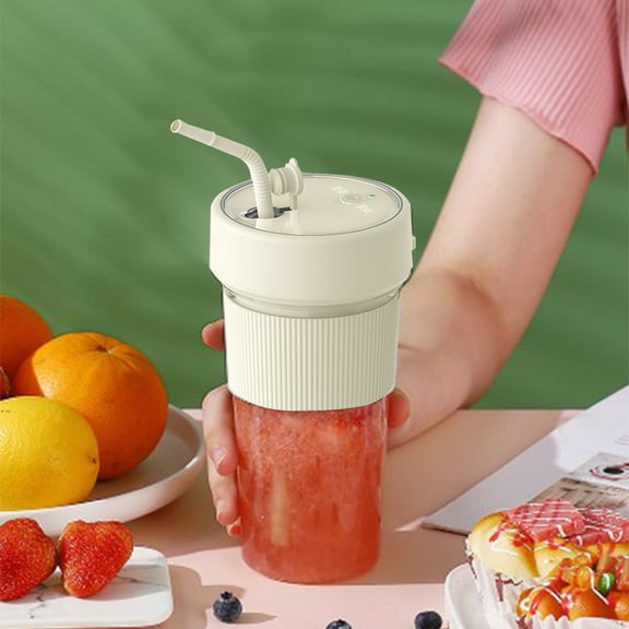 Orange Lemon Juicer, Small Portable Juicing Cup, USB Charging Mini Juicer, 380ml Capacity, 1200mAh Battery, 35s Quick Juicing, 6-Blade, Easy to Clean