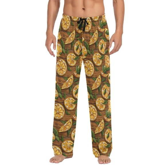 Orange Lemon Men's Pajama Pants with Pocket Lounge Pants Pajama Sleep Pant Pj Comfortable