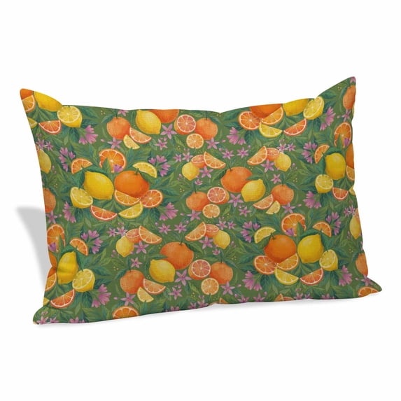 Orange Lemons Pillow Covers 12"x20", Summer Botanical Elegant Pastoral Watercolor Soft Brushed Microfiber Breathable Throw Pillow Covers, Decorative Pillowcase with Zipper for Couch Sofa Bedroom